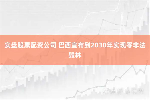 实盘股票配资公司 巴西宣布到2030年实现零非法毁林